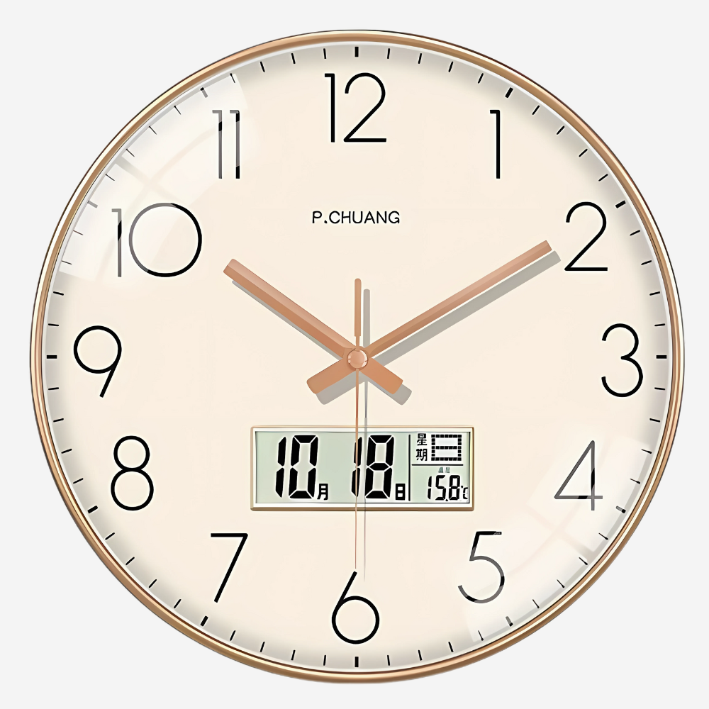 Digital Analog Wall Clock(Cream Digital)
