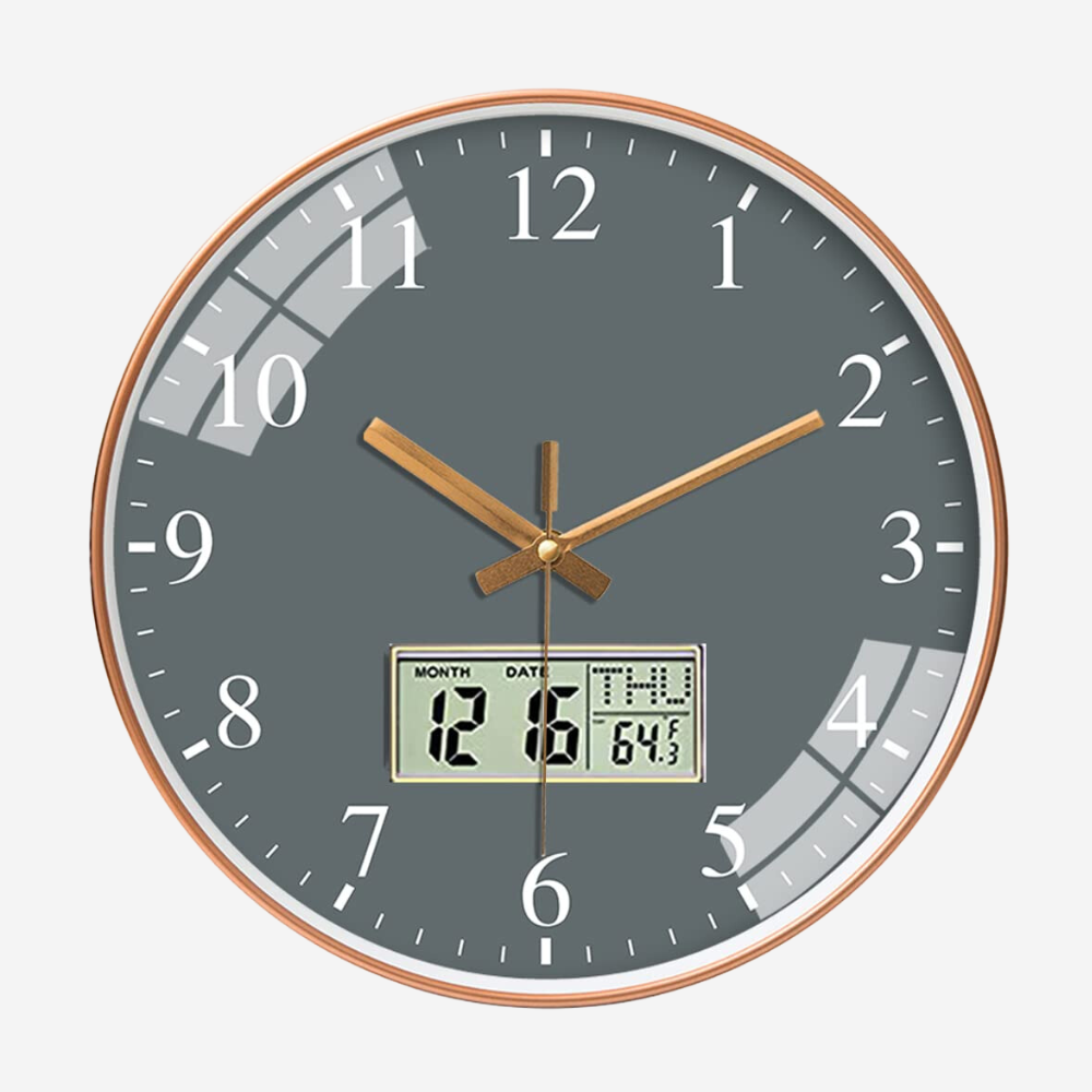 Digital Analog Wall Clock (Grey)