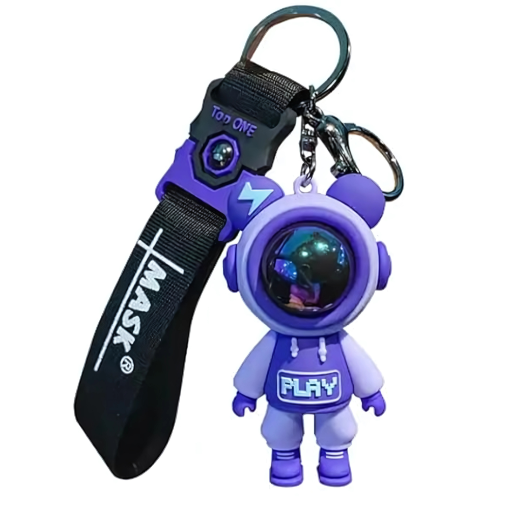 Astronaut Space (Purple) Keychain with Metal Hook