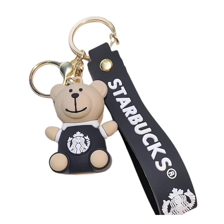 Starbucks Teddy Keychain with Metal Hook