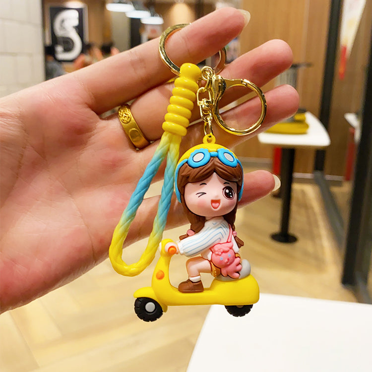 Scooty Girl Keychain With Metal Hook