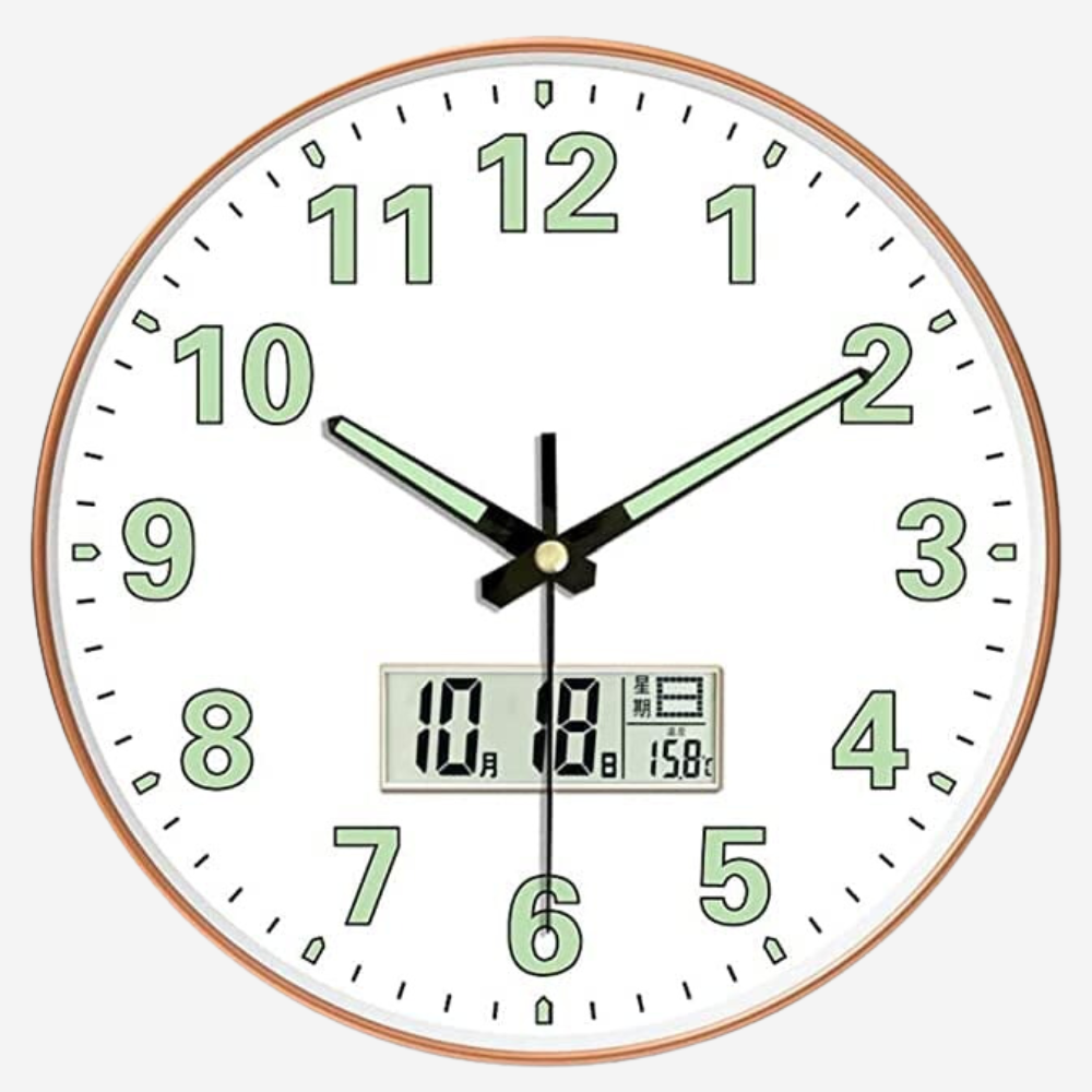 Digital Analog Wall Clock (Radium White Digital)