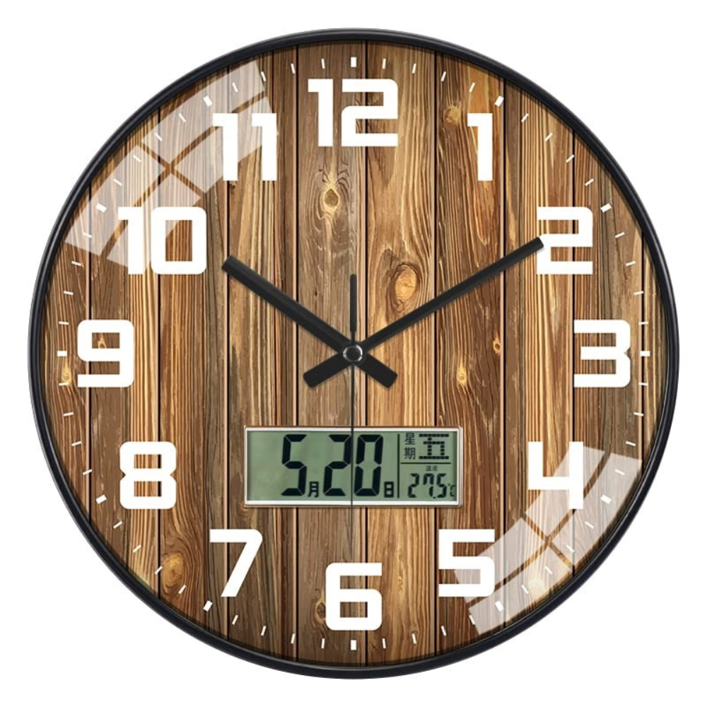 Digital Analog Wall Clock (Rose Wood Digital)