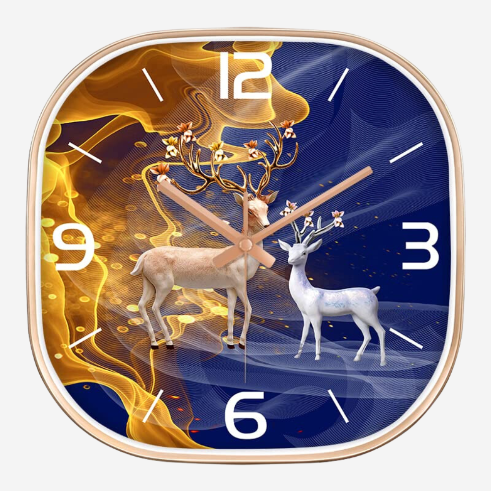 Silence non-ticking Plastic Frame Thor Deer Square Wall Clock