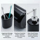 Luxury Ceramic Bath Accessories Set of 4 Pieces – Soap Dispenser, Soap Dish, Toothbrush Holder | Glossy Rich Design | Elegant Countertop Organizer for Home (Deep Black)