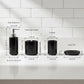 Luxury Ceramic Bath Accessories Set of 4 Pieces – Soap Dispenser, Soap Dish, Toothbrush Holder | Glossy Rich Design | Elegant Countertop Organizer for Home (Deep Black)