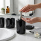 Luxury Ceramic Bath Accessories Set of 4 Pieces – Soap Dispenser, Soap Dish, Toothbrush Holder | Glossy Rich Design | Elegant Countertop Organizer for Home (Deep Black)