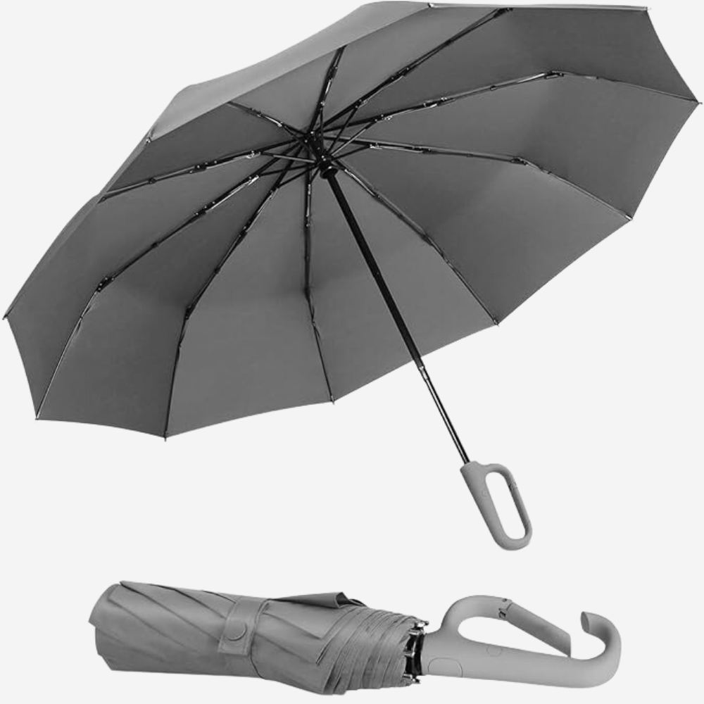 STAR WORK Umbrella with Carabiner Handle, Wind Proof Umbrellas For Rain, 46 Inch Portable Reverse Folding Umbrella, Car Umbrella for Women Men, 10 Ribs