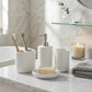 Luxury Ceramic Bath Accessories Set of 4 Pieces – Soap Dispenser, Soap Dish, Toothbrush Holder | Glossy Rich Design | Elegant Countertop Organizer for Home (Vanilla)