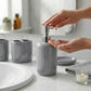 Luxury Ceramic Bath Accessories Set of 4 Pieces – Soap Dispenser, Soap Dish, Toothbrush Holder | Glossy Rich Design | Elegant Countertop Organizer for Home (Stone)