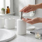 Luxury Ceramic Bath Accessories Set of 4 Pieces – Soap Dispenser, Soap Dish, Toothbrush Holder | Glossy Rich Design | Elegant Countertop Organizer for Home (Vanilla)
