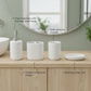 Luxury Ceramic Bath Accessories Set of 4 Pieces – Soap Dispenser, Soap Dish, Toothbrush Holder | Glossy Rich Design | Elegant Countertop Organizer for Home (Vanilla)