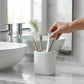 Luxury Ceramic Bath Accessories Set of 4 Pieces – Soap Dispenser, Soap Dish, Toothbrush Holder | Glossy Rich Design | Elegant Countertop Organizer for Home (Vanilla)