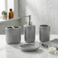 Luxury Ceramic Bath Accessories Set of 4 Pieces – Soap Dispenser, Soap Dish, Toothbrush Holder | Glossy Rich Design | Elegant Countertop Organizer for Home (Stone)