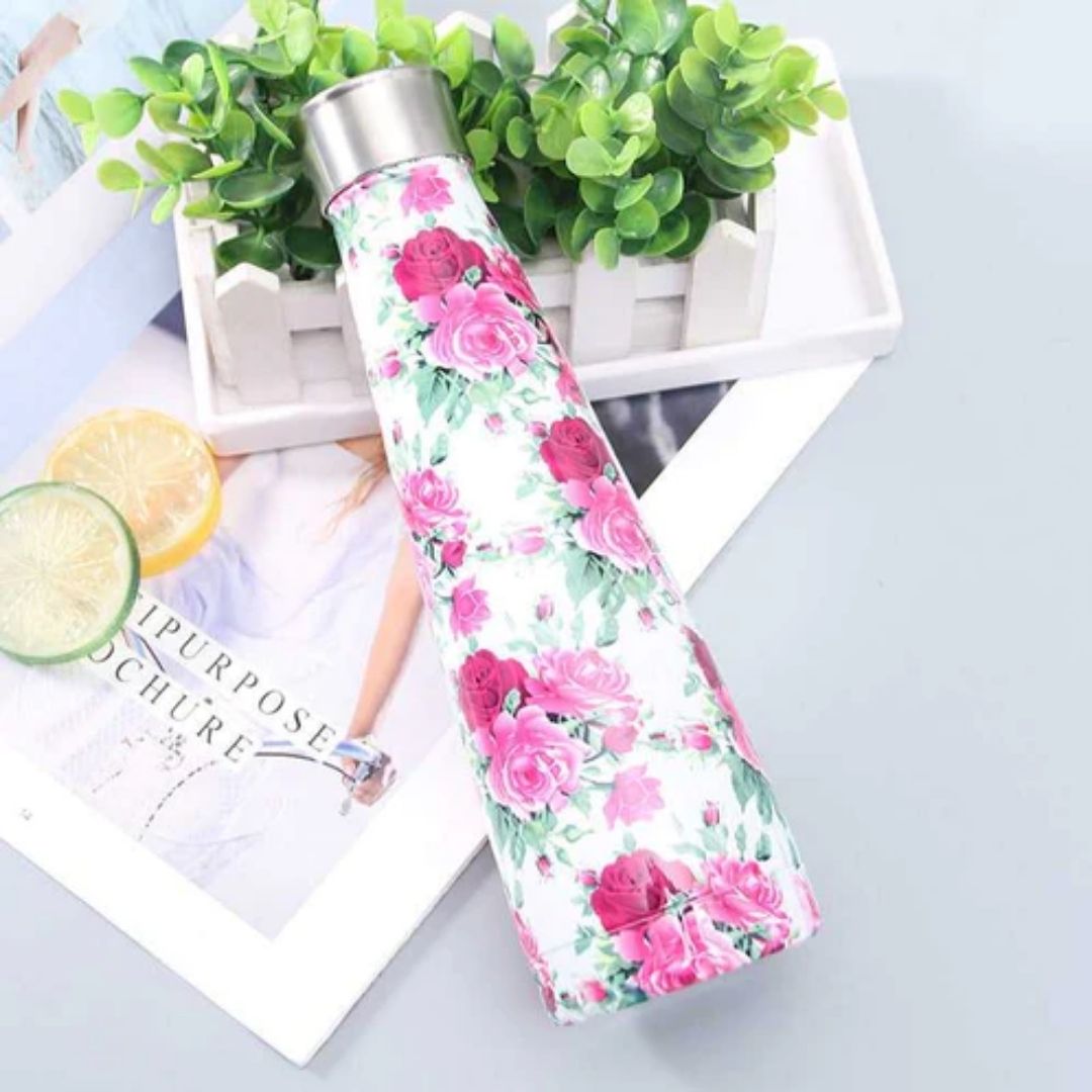 Flower Stainless Steel Vacuum Insulated Water Bottle Flask - Star Work 