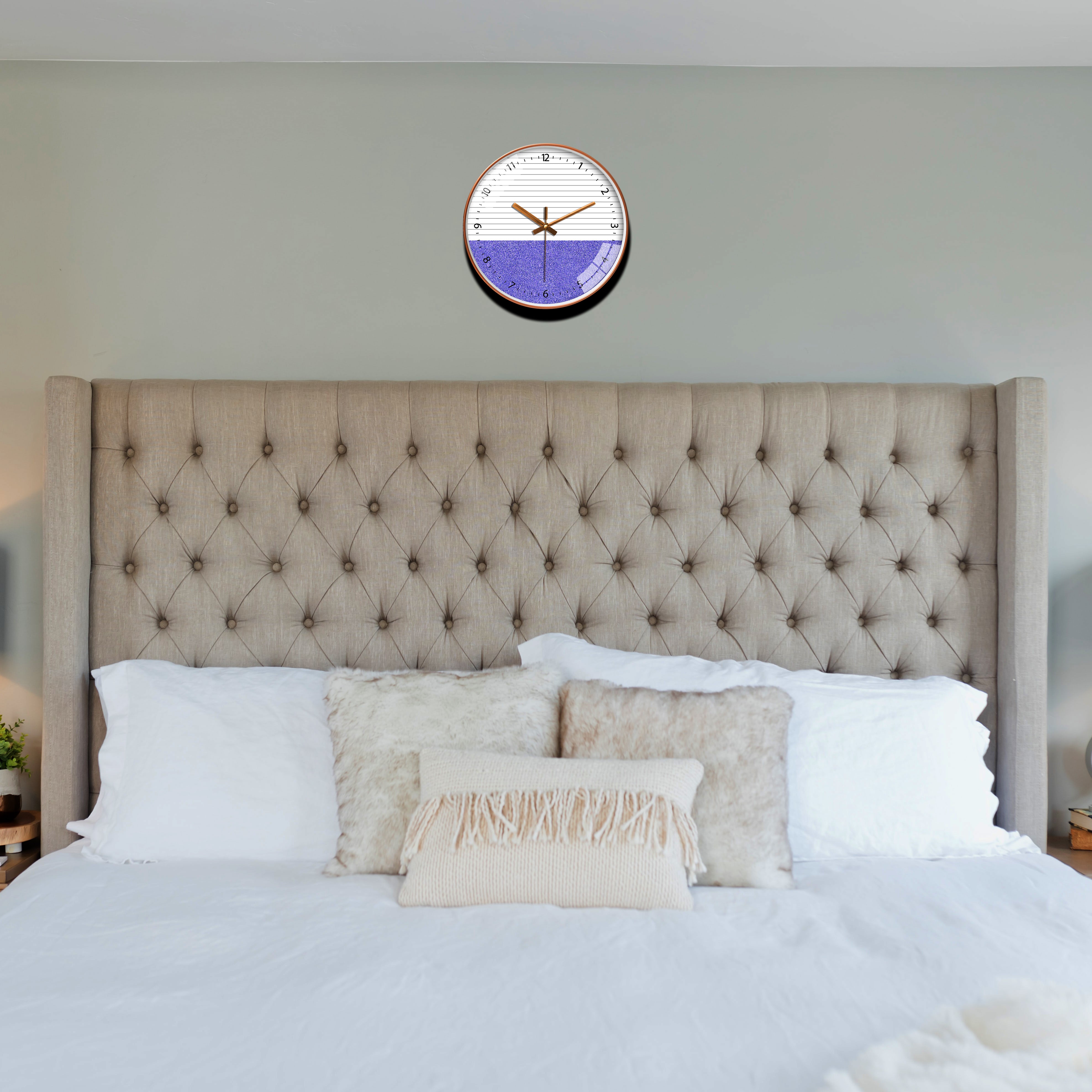 Wall Clock for Home | Living Room| Office | Purple & White - Star Work 