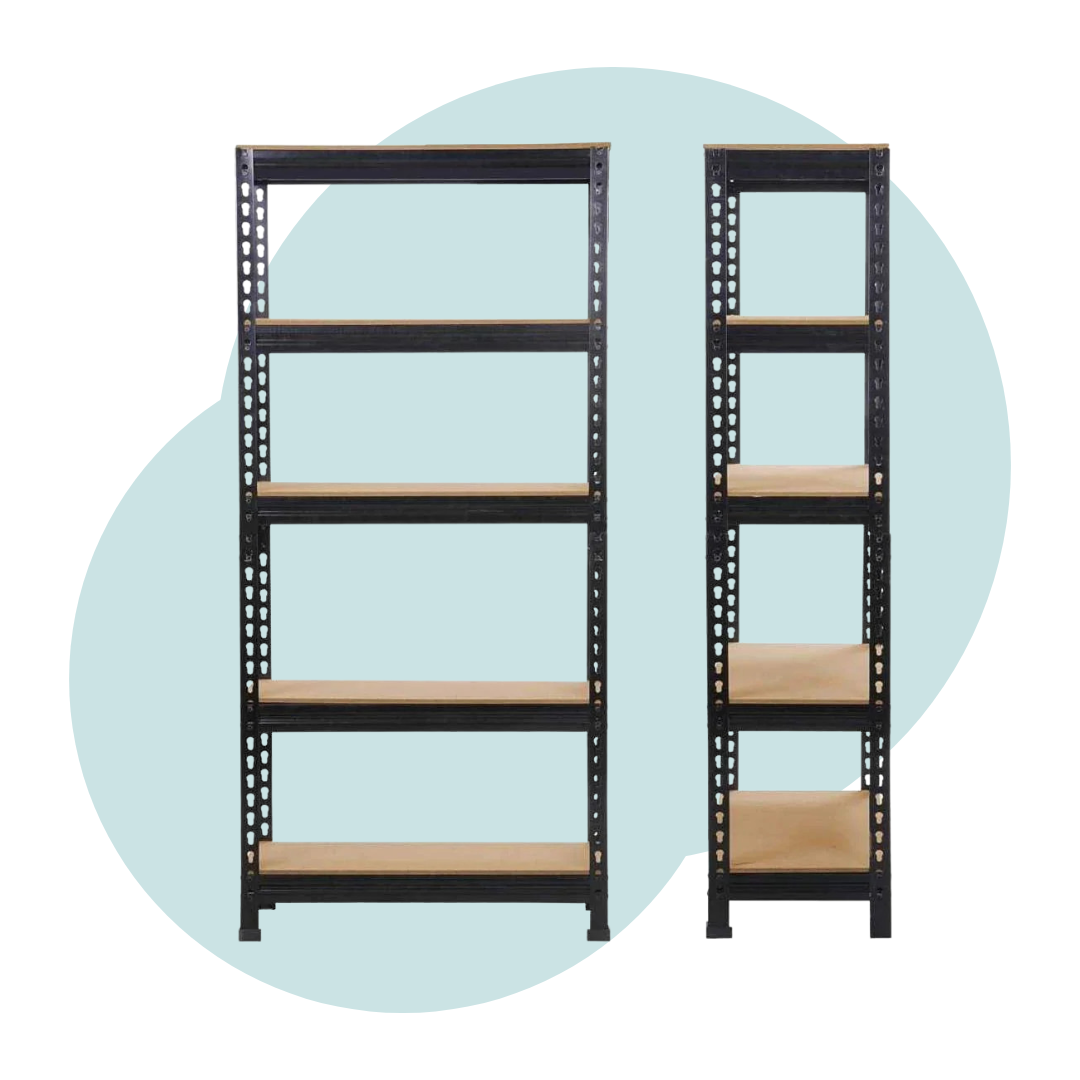 Black Adjustable 5 Tier Shelf Metal Storage Shelves Black
