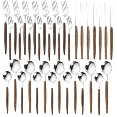 Stainless Steel Wooden Dinner Spoon Set for Home-Restaurant-Hotel Set Of 35 - Star Work 
