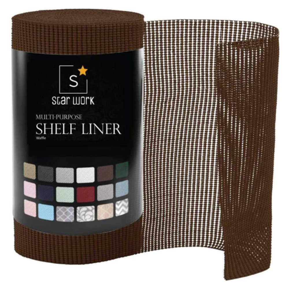 Kitchen Shelf Liner Mat, Wardrobe Anti-skid Shelf Sheet Roll (brown) - Star Work 