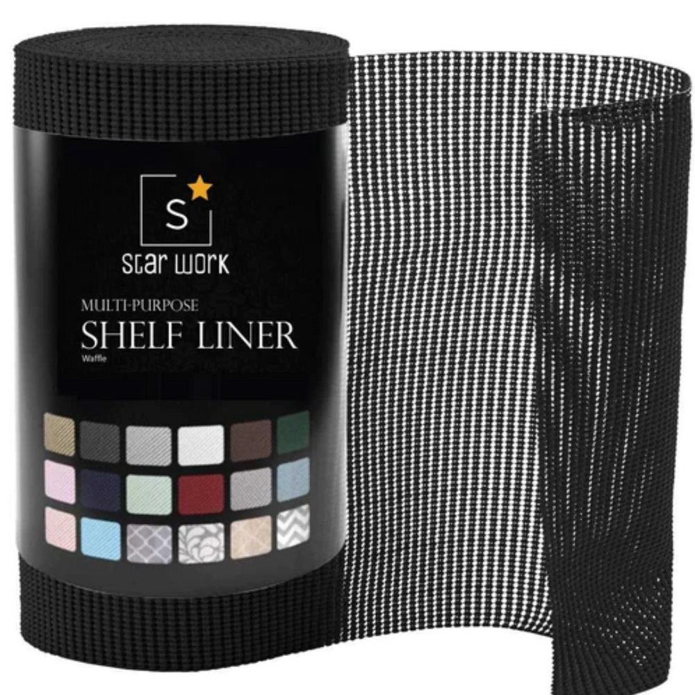 Kitchen Shelf Liner Mat, Wardrobe Anti-skid Shelf sheet Roll (Black) - Star Work 