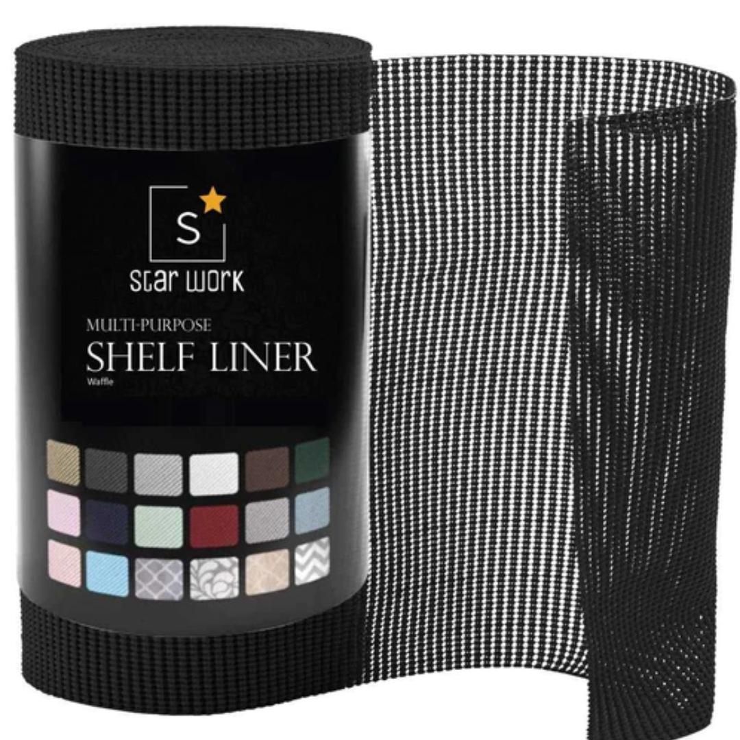 Kitchen Shelf Liner Mat, Wardrobe Anti-skid Shelf sheet Roll (Black) - Star Work 