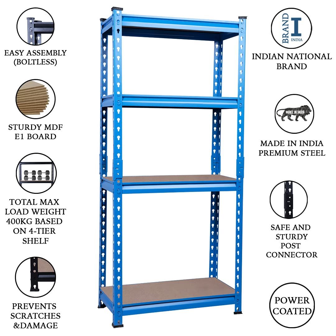 Racking Adjustable Shelves 4-Tier Storage Rack - Sky Blue - Star Work 