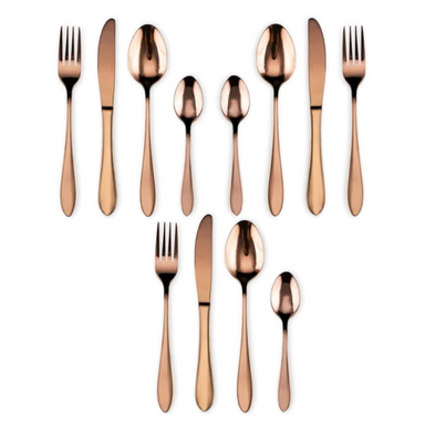 Hotel Dinnerware Mirror Cutlery European-Style Tableware Rose Gold Set of 12 - Star Work 