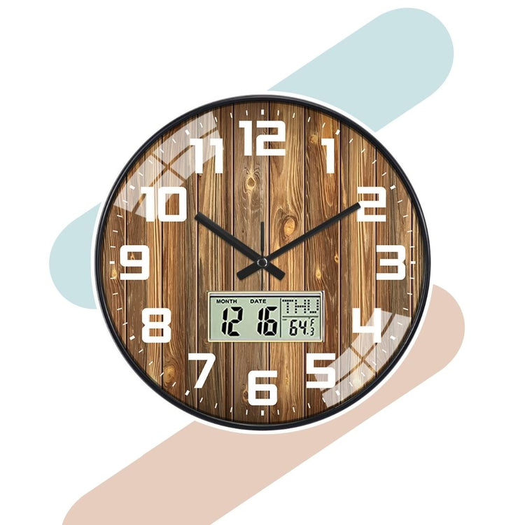 Digital Analog Wall Clock (Rose Wood Digital)