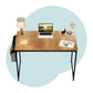 Modern & Simple Style Computer Desk with Storage Bag and Hook (Beige)