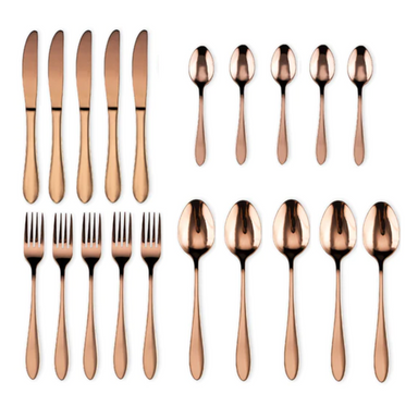 Hotel Dinnerware Mirror Cutlery European-Style Tableware Rose Gold Set of 32 - Star Work 