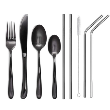 Premium Cutlery Set | Dining Table Tableware Set | Fork-Spoon-Straws - Star Work 