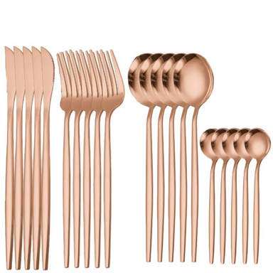 Hotel Dinnerware Mirror Cutlery European-Style Tableware Rose Gold Set Of 25 - Star Work 