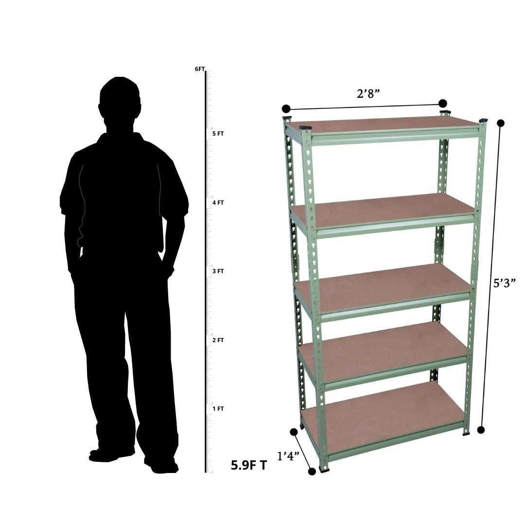 Metal Adjustable Shelf For Garage Storage Utility | Olive Green Color Rack - Star Work 