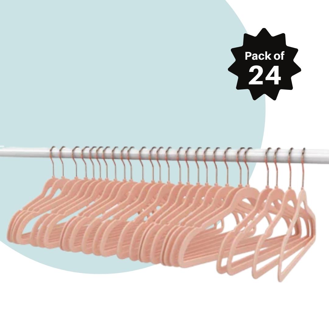 Velvet Hanger | Ultra Thin Space Saving Premium Velvet Hangers | Pink Pack Of 24