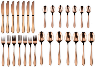 Hotel Dinnerware Mirror Cutlery European-Style Tableware Rose Gold Set of 28 - Star Work 