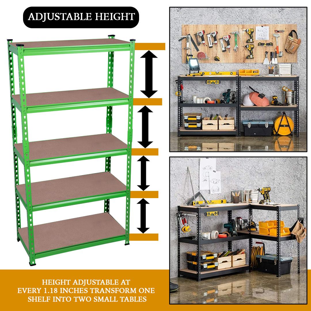 Metal Adjustable Shelf For Garage Storage Utility | Green Color Rack - Star Work 