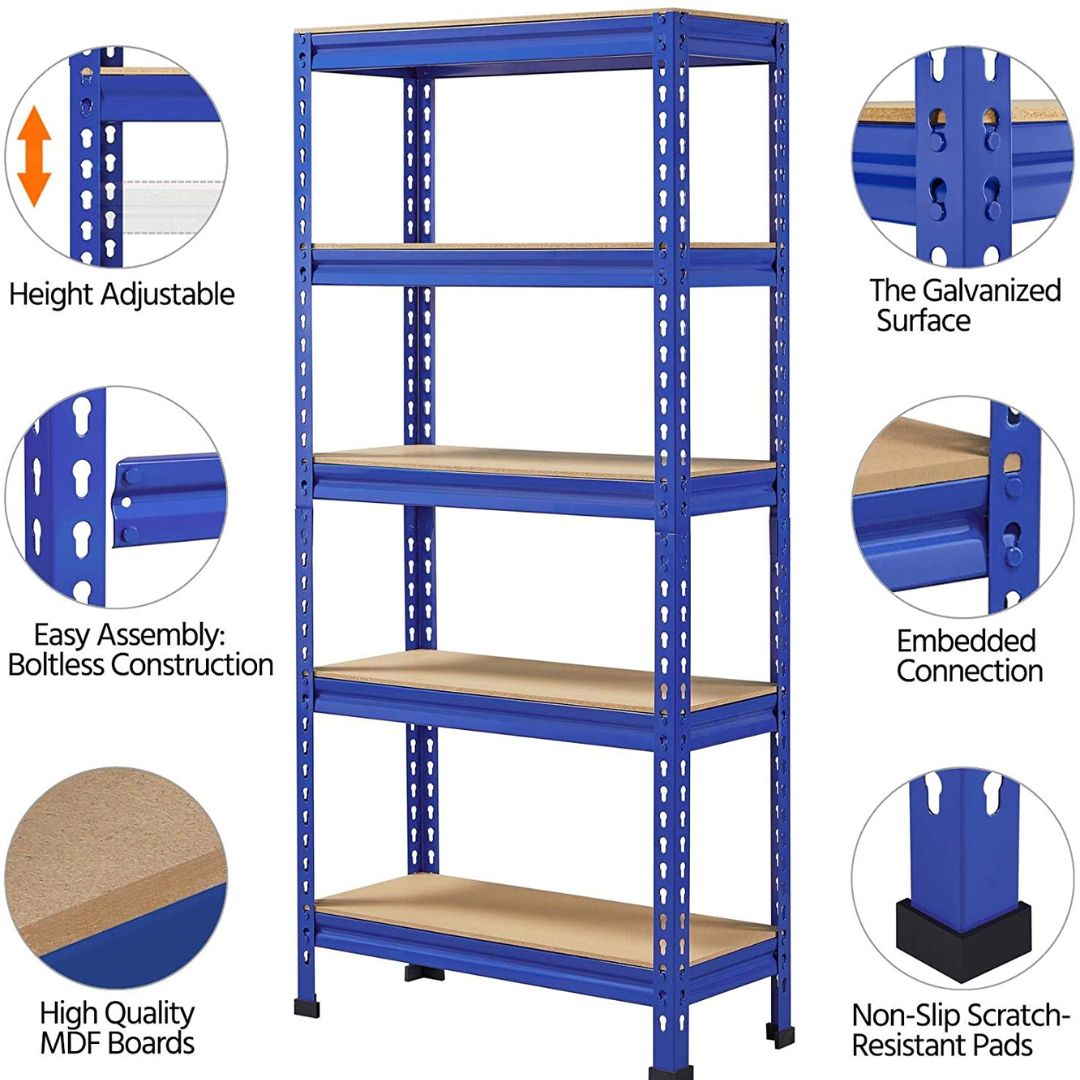 Racking Adjustable Shelves 5-Tier Storage Rack - Sky Blue - Star Work 