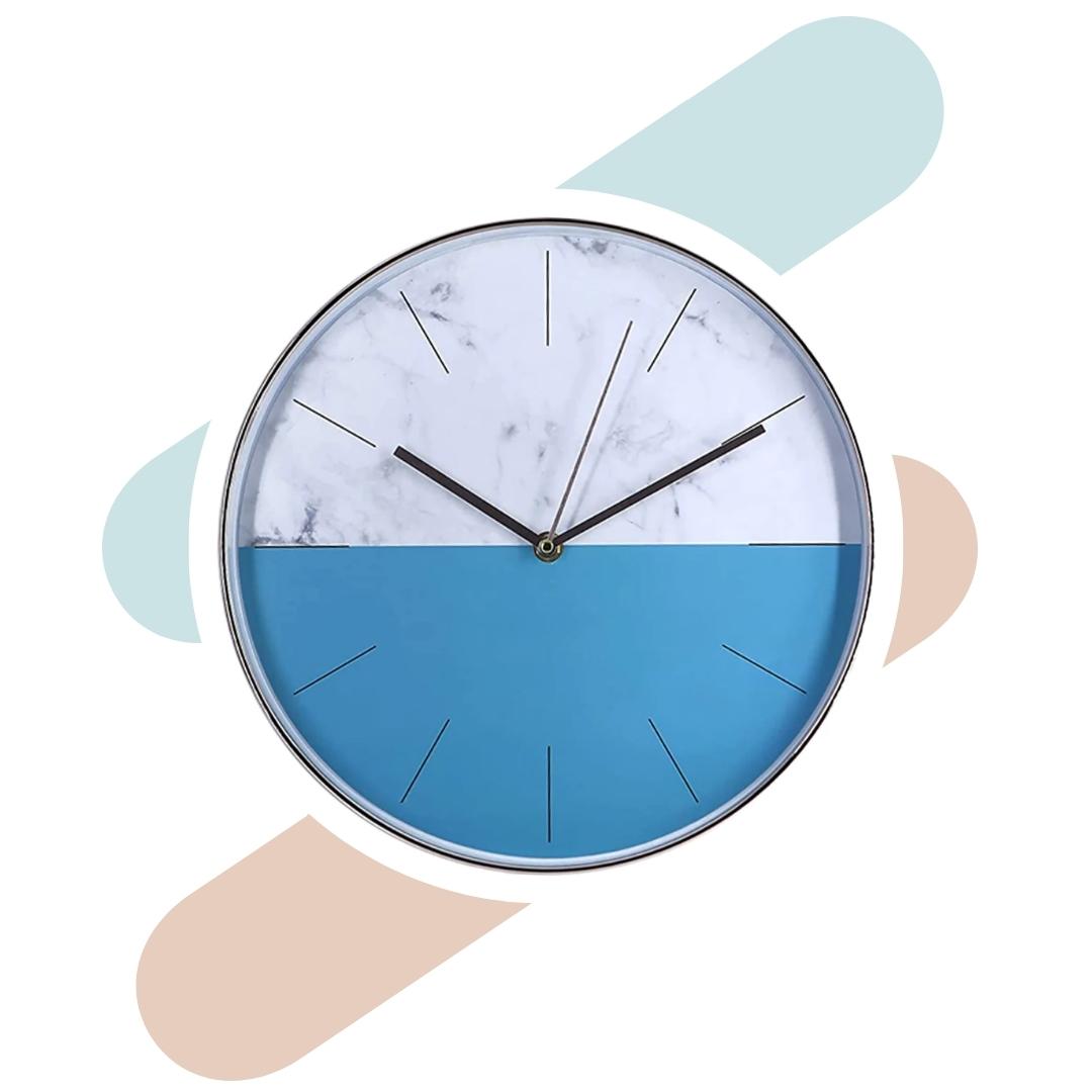 Wall Clock For Bedroom & Home | Silence White-Blue Wall-Clock