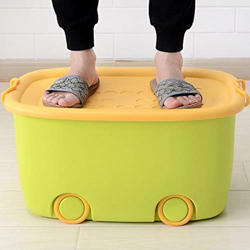 Toy Storage Plastic Box with Wheels | Toys Clothes and Accessories Organizer Container for Kids Boys and Girls