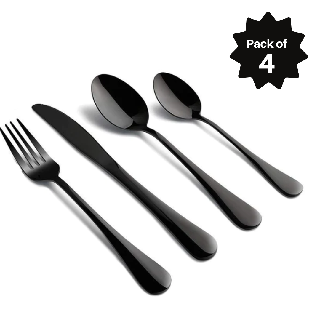 Matte Black Home & Hotel Cutlery for Kitchens | Spoon Set Of 04