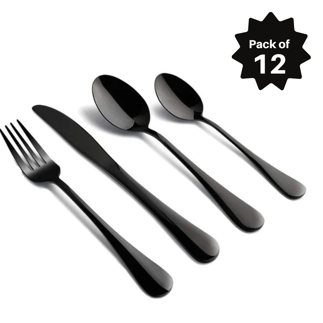 Matte Black Home & Hotel Cutlery for Kitchens | Spoon Set Of 12
