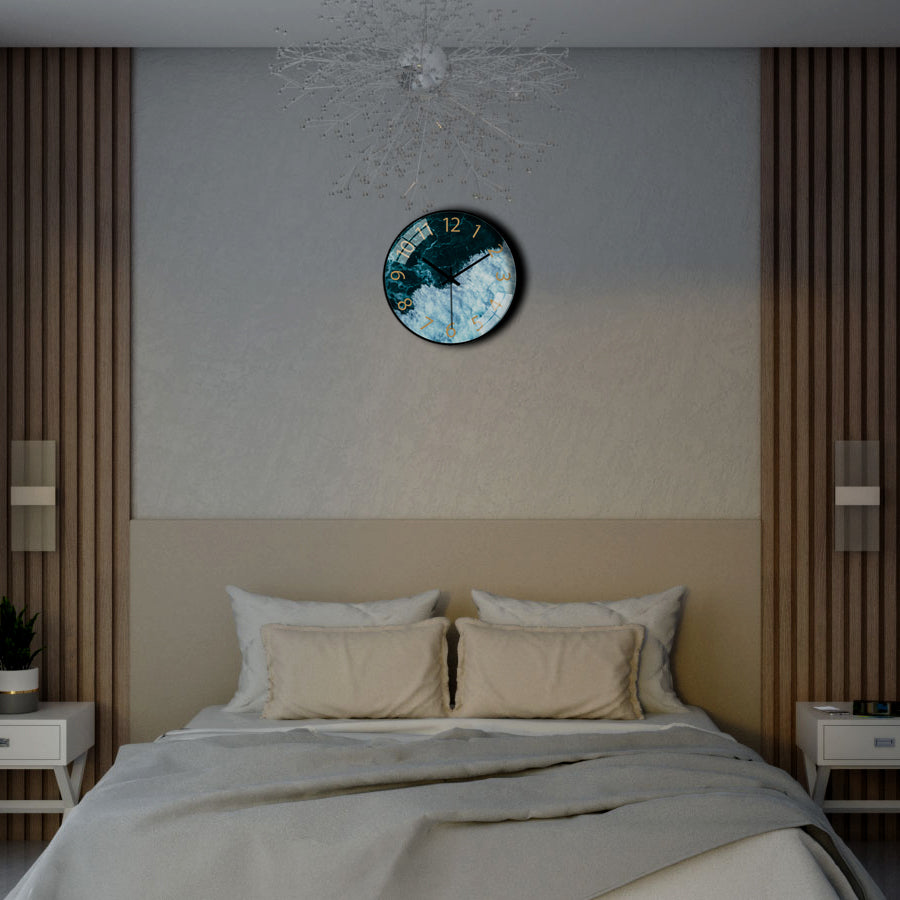 Wall Clock for Home  | Office | Bedroom | Ocean Green Clock - Star Work 