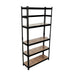 5-Tier Heavy Duty Black Storage Shelves with file support bar - Star Work 