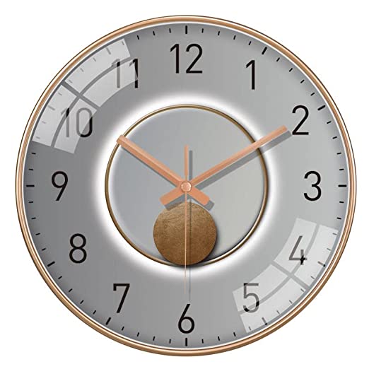 Silence Wall Clock Non-Ticking Quiet Decorative - Moon Light Analog Round