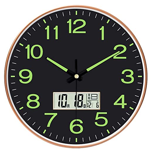 Silent Mute Wall Clocks | Plastics Frame Glass Cover (Radium Black Digital Clock)