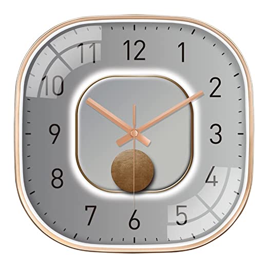 Silence non-ticking Plastic Frame Wall Clock - Moon Light Analog Square