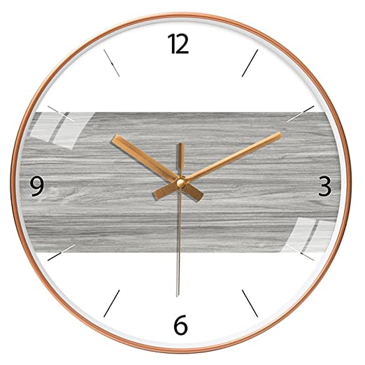 Silent Mute Wall Clocks | Plastics Frame Glass Cover (White Grey Clock)