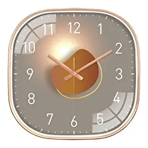 Silence Wall Clock Non-Ticking Quiet Decorative - Sun Light Square