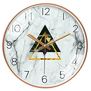 Silence Wall Clock Non-Ticking Quiet Decorative -  Pyramid Grey White