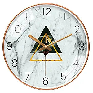 Silent Mute Wall Clocks | Plastics Frame Glass Cover (Pyramid Grey White)